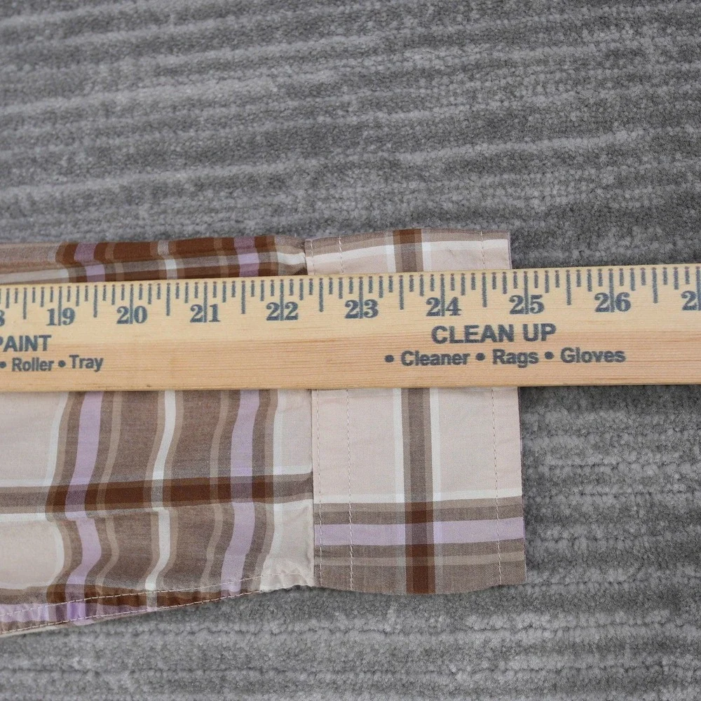 Banana Republic Shirt Men Slim Untucked Plaid Button‎ Down Brown Purple Large
